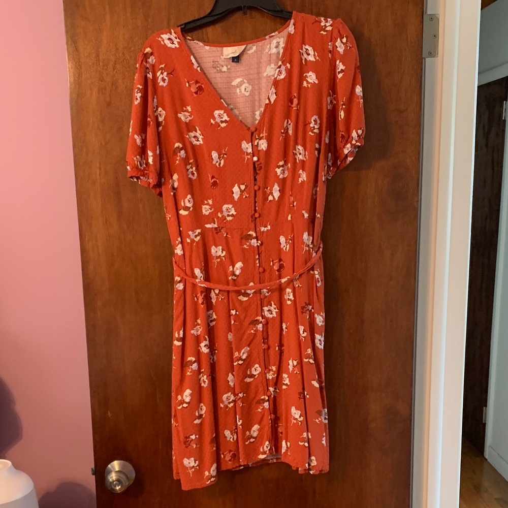 Universal Thread Floral Mini Dress in orange